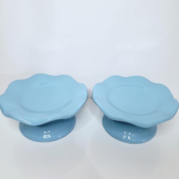 Boleira P ondulada Cerâmica Azul Bebê