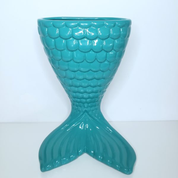 Vaso Cauda Sereia Cerâmica Verde Tiffany G