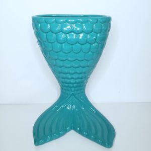 Vaso Cauda Sereia Cerâmica Verde Tiffany G