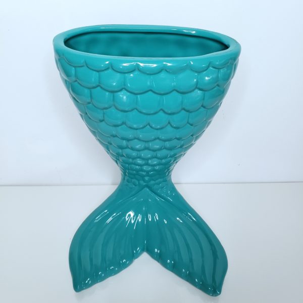 Vaso Cauda Sereia Cerâmica Verde Tiffany G