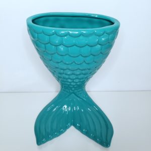 Vaso Cauda Sereia Cerâmica Verde Tiffany G