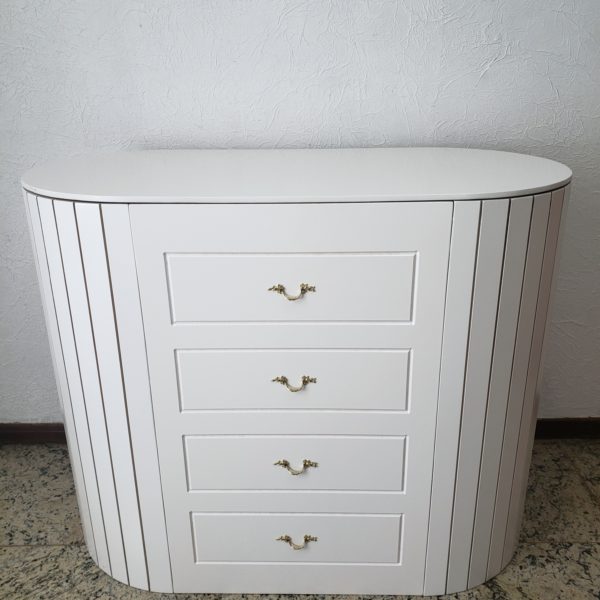 Mesa Oval Ripada Off White 3 em 1 Desmontável