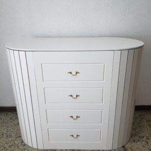 Mesa Oval Ripada Off White 3 em 1 Desmontável