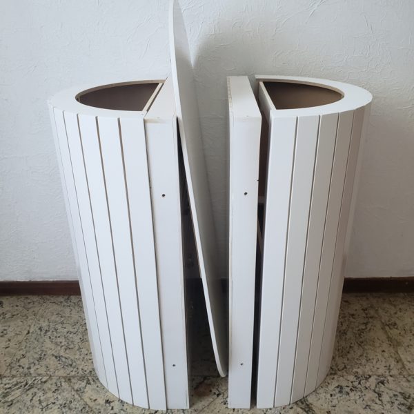 Mesa Oval Ripada Off White 3 em 1 Desmontável