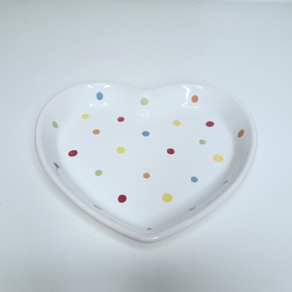 Mini Bandeja Coração Cerâmica Poá Colorido