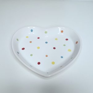 Mini Bandeja Coração Cerâmica Poá Colorido