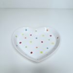 Mini Bandeja Coração Cerâmica Poá Colorido