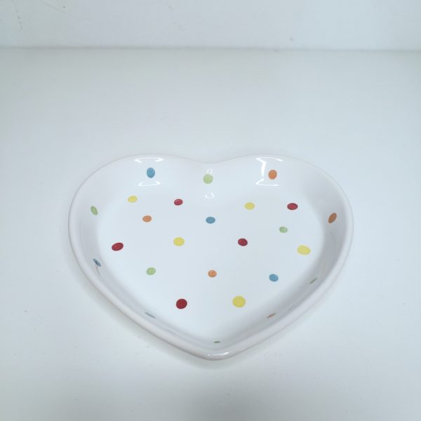 Mini Bandeja Coração Cerâmica Poá Colorido