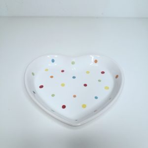 Mini Bandeja Coração Cerâmica Poá Colorido