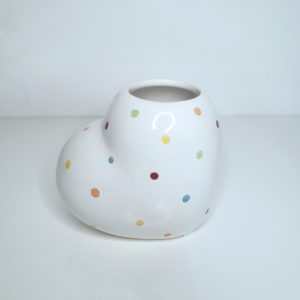 Vaso Coração Cerâmica Poá Colorido P