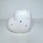 Vaso Coração Cerâmica Poá Colorido P