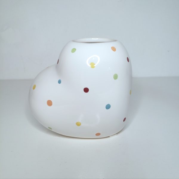 Vaso Coração Cerâmica Poá Colorido P Vaso Coração Cerâmica Poá Colorido P