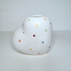 Vaso Coração Cerâmica Poá Colorido P