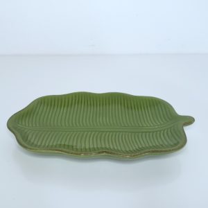 Bandeja Folha Verde Cerâmica P