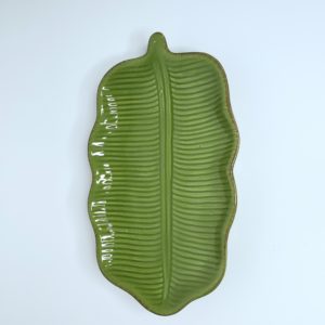 Bandeja Folha Verde Cerâmica P