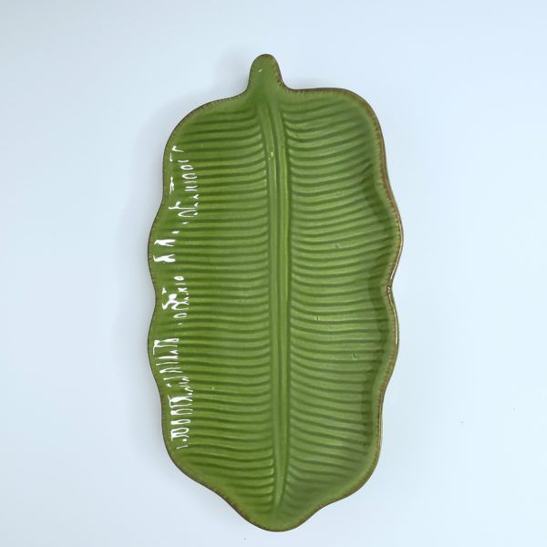 Bandeja Folha Verde Cerâmica P