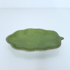 Mini Bandeja Folha Verde Cerâmica