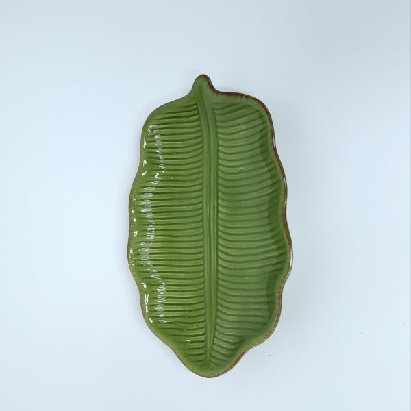 Mini Bandeja Folha Verde Cerâmica