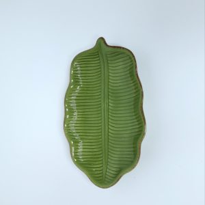 Mini Bandeja Folha Verde Cerâmica