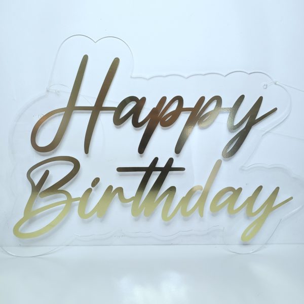 Placa em Acrílico Happy Birthday