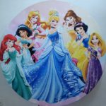 Suporte Redondo com Tecido Sublimado Princesas