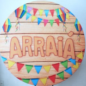 Suporte Redondo com Tecido Sublimado Festa Junina modelo2