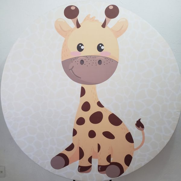 Suporte Redondo com Tecido Sublimado Girafa
