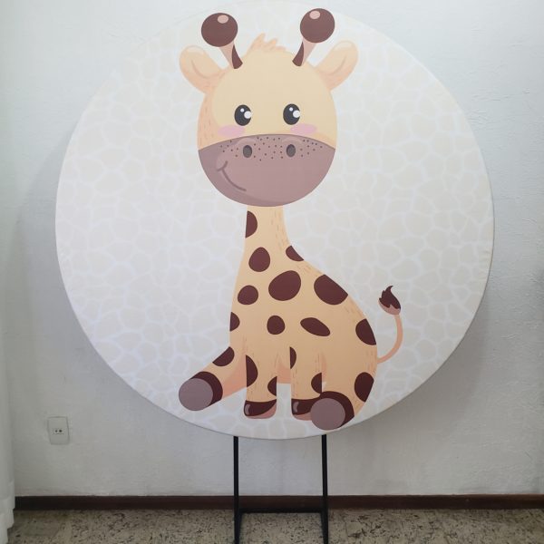 Suporte Redondo com Tecido Sublimado Girafa