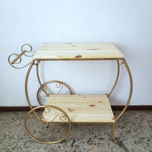 Carrinho de Chá Desmontável Dourado Carrinho de Chá Desmontável Dourado