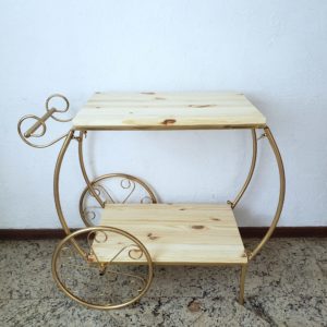 Carrinho de Chá Desmontável Dourado