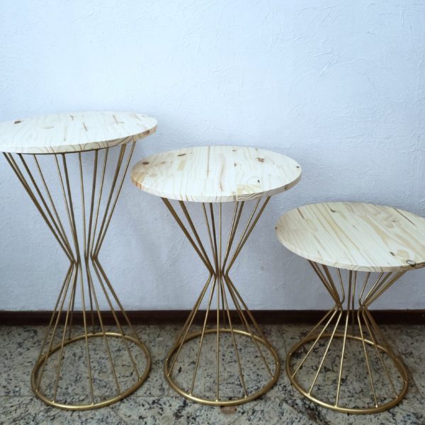 Mesas Ampulheta Ferro Dourada