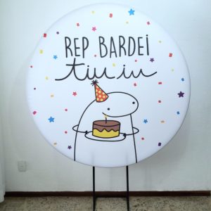 Suporte Redondo com Tecido Sublimado Flork