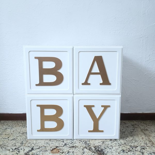 Cubos BABY 30 x 30 Branco e Dourado