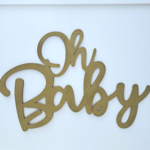 Painel Lettering Oh Baby Dourado Painel Lettering Oh Baby Dourado
