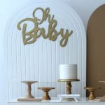 Painel Lettering Oh Baby Dourado