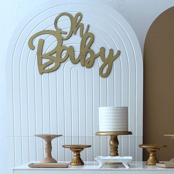 Painel Lettering Oh Baby Dourado