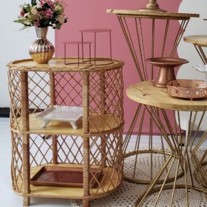 Aparador Estante Oval em Vime