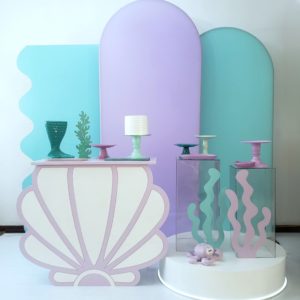 Decoração Festa Pocket Sereia Verde e Lilás