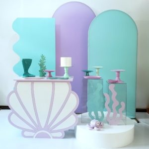 Decoração Festa Pocket Sereia Verde e Lilás