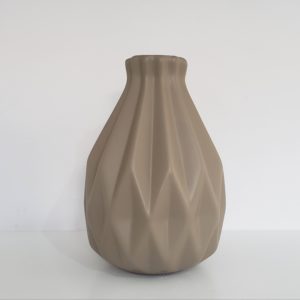 Vaso Decorativo Cerâmica Geométrico Marrom Claro G (locação)