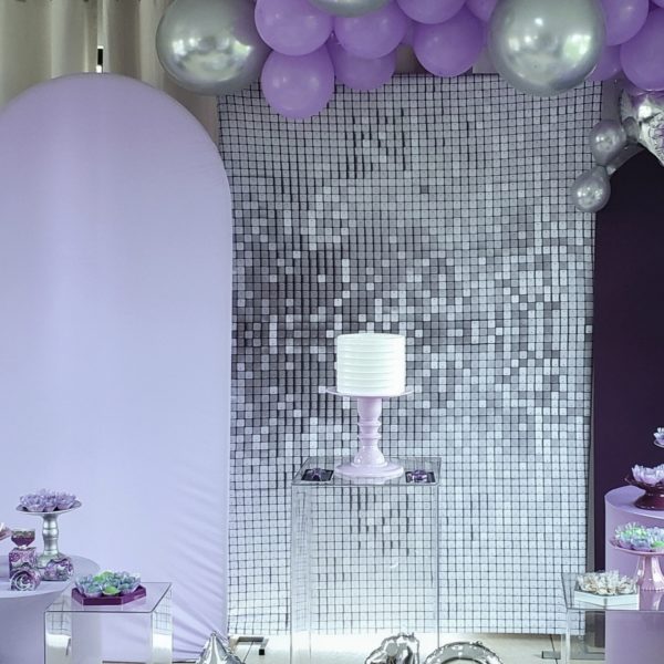 Tecido Veste Fácil Retangular Efeito 3D Paetê Prata Tecido Veste Fácil Retangular Efeito 3D Paetê Prata