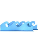 Onda do Mar Decorativa dupla face Azul, Azul claro 58 x 17cm