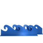 Onda do Mar Decorativa dupla face Azul, Azul claro 58 x 17cm