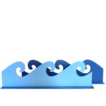 Onda do Mar Decorativa dupla face Azul, Azul claro 58 x 17cm