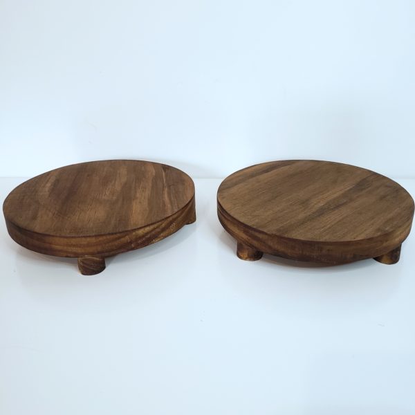 Bandeja Redonda em Madeira Rústica (Locação)