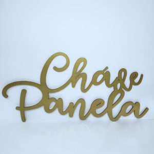 Painel Lettering Chá de Panela Dourado (Locação)