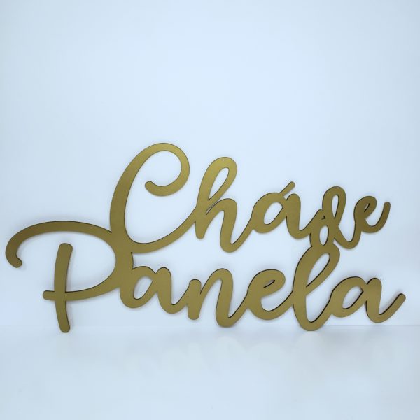 Painel Lettering Chá de Panela Dourado (Locação) Painel Lettering Chá de Panela Dourado (Locação)