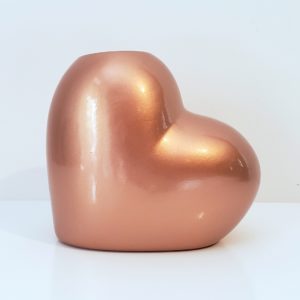 Vaso Coração Cerâmica cor Rose Gold (Locação)
