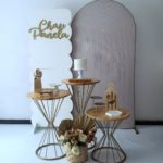 Festa Pocket Chá de Panela Dourado e Branco com Mesas Redondas (Locação)