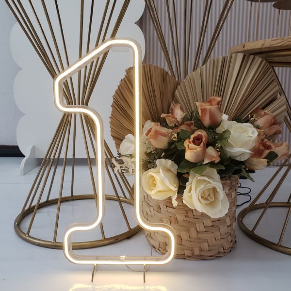 Numero 1 Led Acrílico Vazado cor Quente 50 cm (Locação)